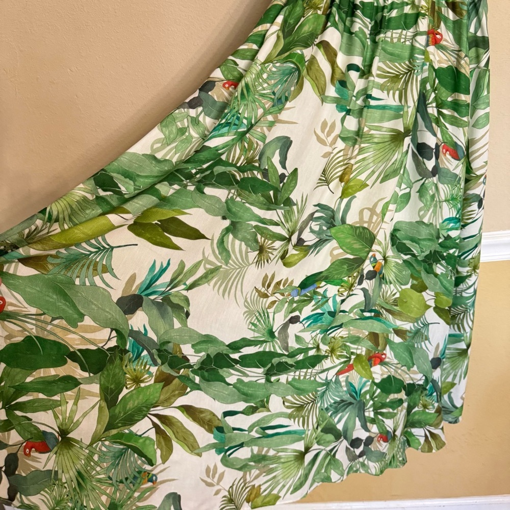 Antonio Melani LINEN Blend Selene Tropical Print One Shoulder Belted Dress Sz 12 - Picture 9 of 16
